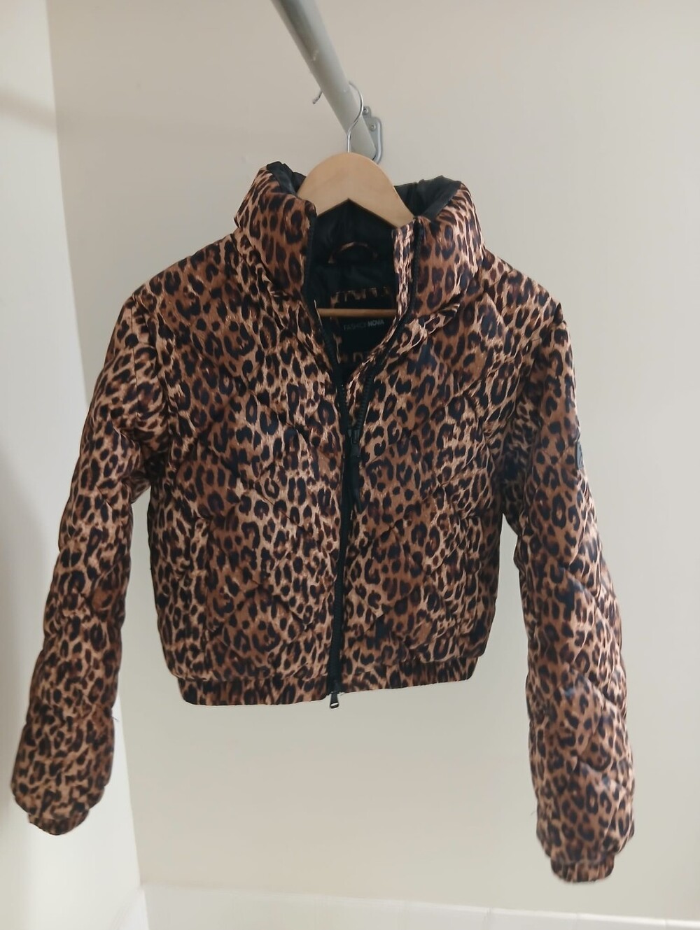 Leopard Print Sporty Puffer Jacket